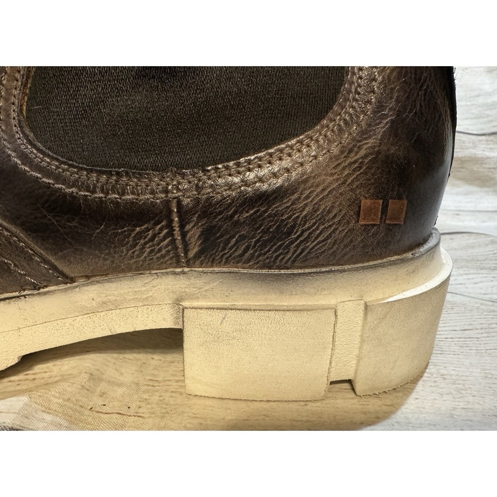 Wmns Bed Stu Chelsea Boots Brown Distressed Leather Chunky White Heel Sz 10 - Picture 7 of 9
